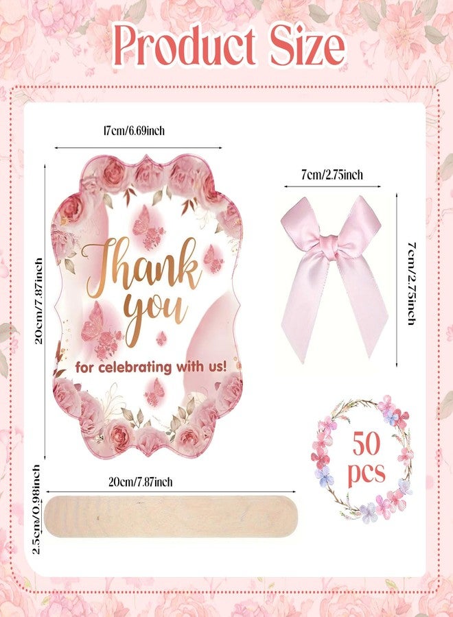 Sitroasho 50 Pieces Wedding Paper Fans for Guests Bulk Floral Handheld Wedding Favor Fans Thank You for Celebrating with Us Paper Fans for Bridesmaid Gift Bridal Shower Baby Shower Party Supplies - Image 2